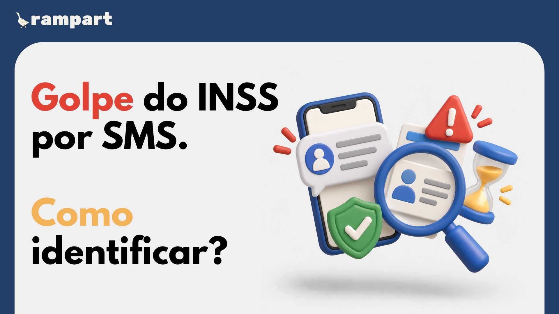 SMS falso sobre prova de vida do INSS ao lado de um celular e um alerta de segurança