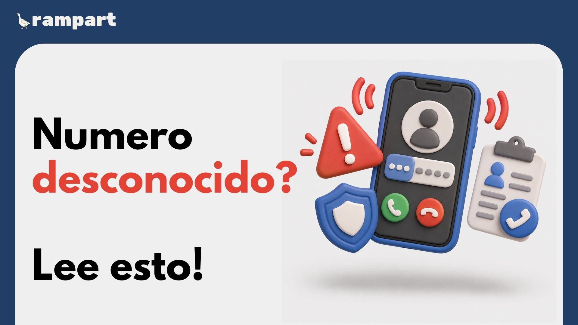 Teléfono recibiendo una llamada de un número desconocido con una señal de alerta