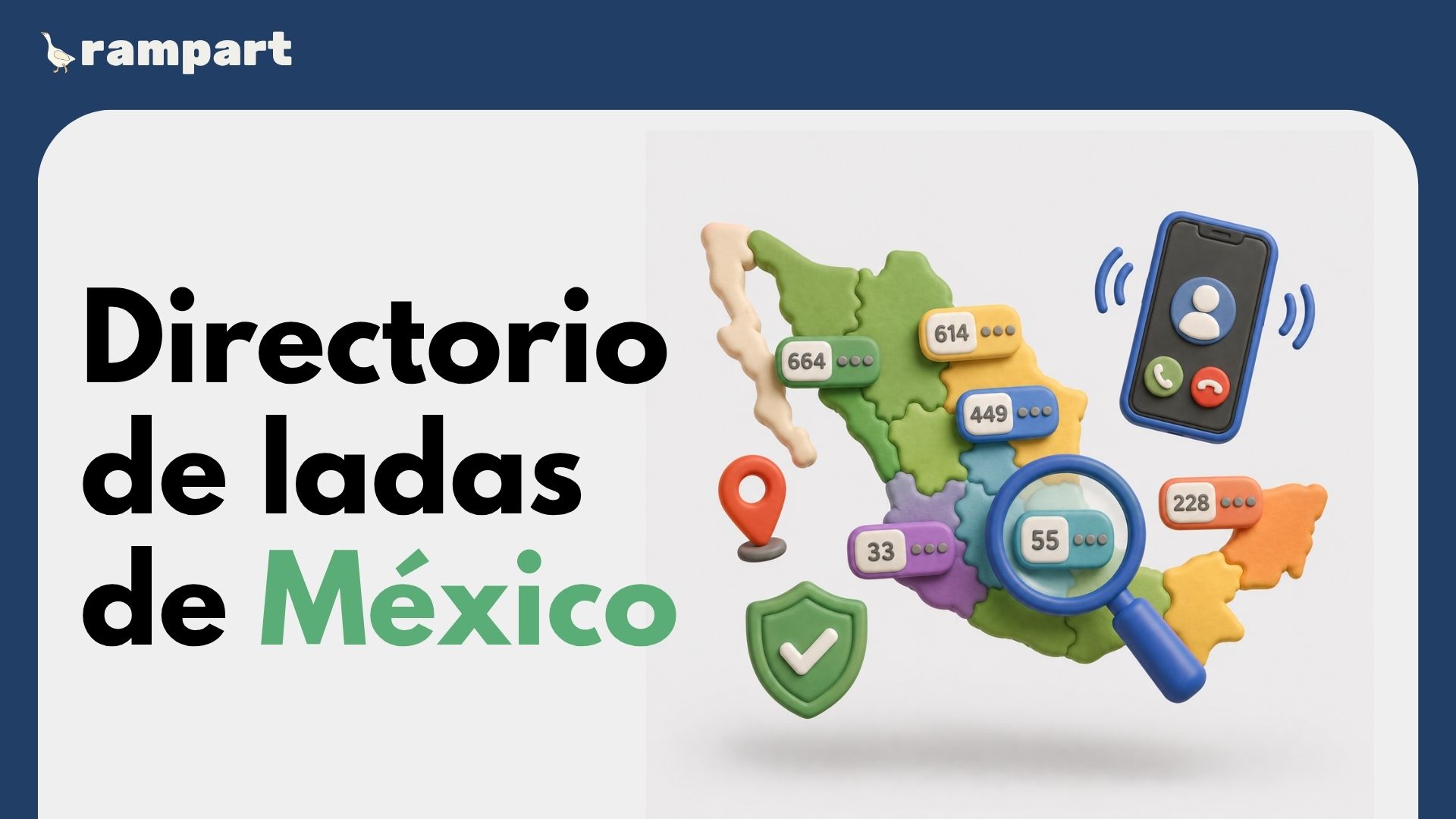 Mapa de México con ladas por estado y una lupa sobre la lada 55
